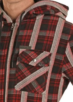 Panhandle Mens Plaid Fleece Shirt Jacket- Red -Comprehensive Shop P2718025 3 81272.1666627736