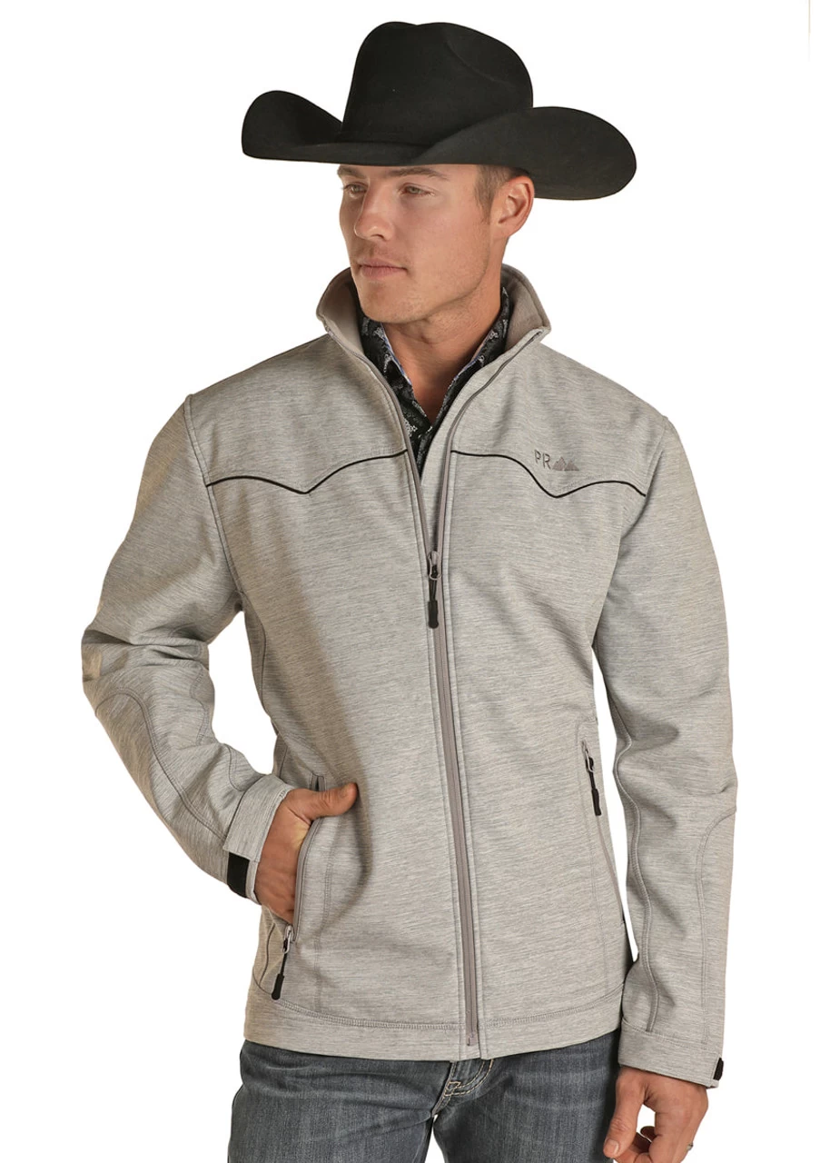 Panhandle Mens Poly Twill Full-Zip Rodeo Jacket- Grey 1 Panhandle Mens Poly Twill Full-Zip Rodeo Jacket- Grey