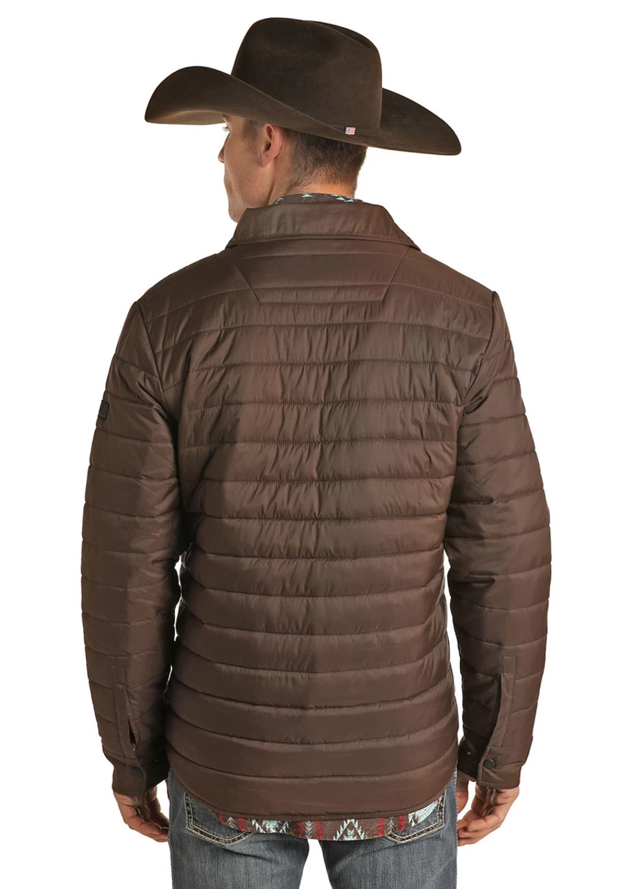 Panhandle Mens Solid Brown Puffer Shirt Jacket 2 Panhandle Mens Solid Brown Puffer Shirt Jacket - Image 2
