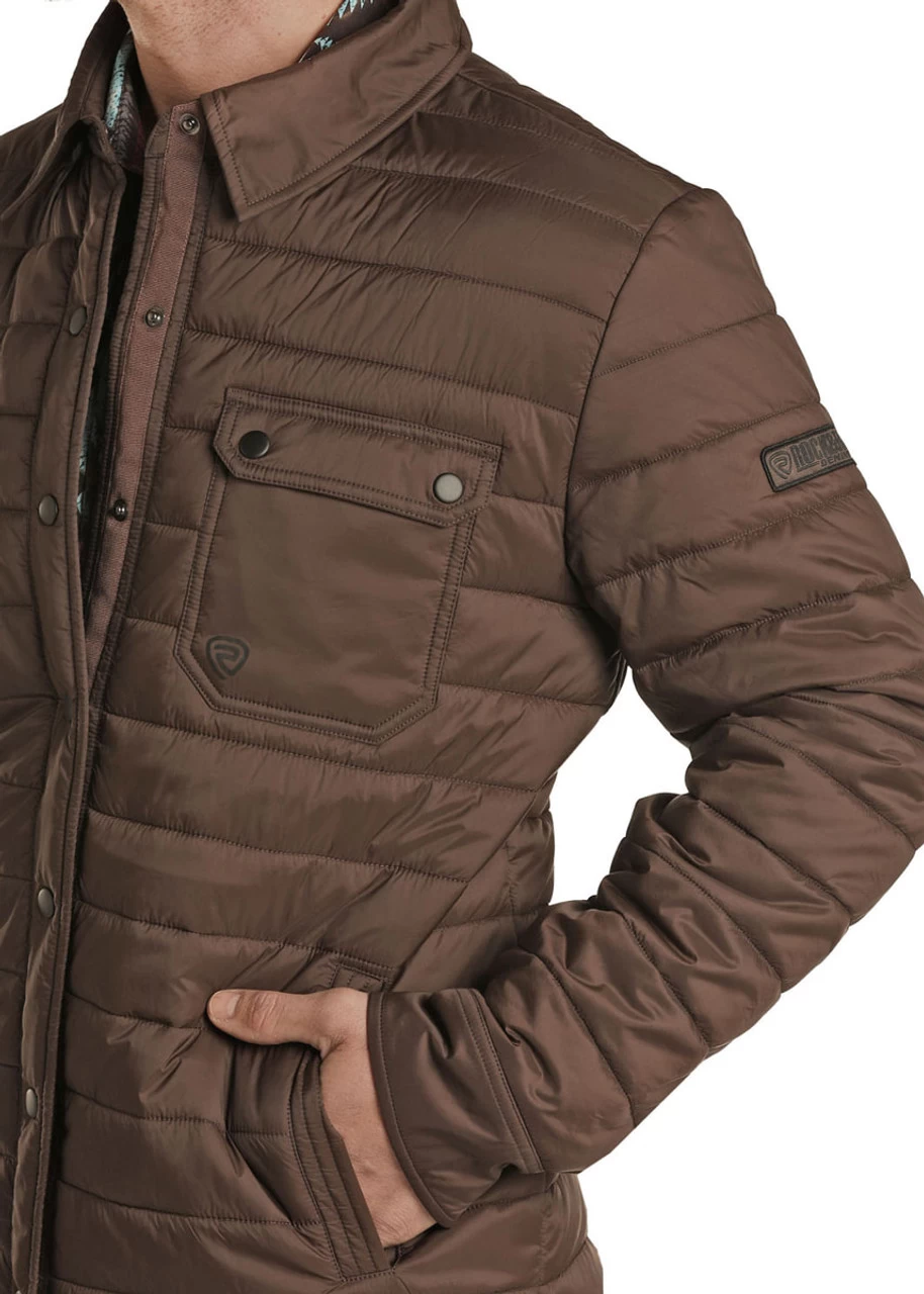 Panhandle Mens Solid Brown Puffer Shirt Jacket 3 Panhandle Mens Solid Brown Puffer Shirt Jacket - Image 3