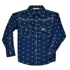 Cowboy Hardware Boys Infant Steer Head Print Long Sleeve Western Shirt