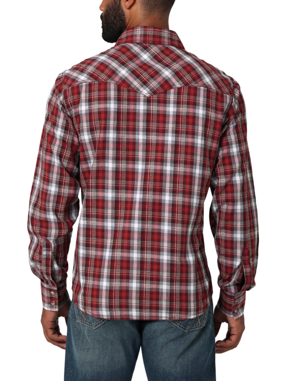 Wrangler Men's Retro Premium Long Sleeve Western Snap In Red 4 Wrangler Men's Retro Premium Long Sleeve Western Snap In Red - Image 4