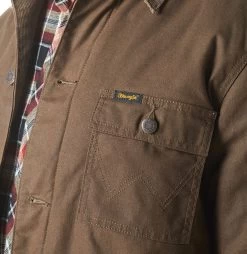 Wrangler Mens Waxed Chocolate Chip Western Lined Barn Coat -Comprehensive Shop P2736830 2 39512.1692033599