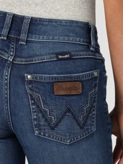 Wrangler Women's Mae Mid Rise Trouser Dark Wash Jeans With Navy Embroidered "W" 9 Wrangler Women's Mae Mid Rise Trouser Dark Wash Jeans With Navy Embroidered "W" -Comprehensive Shop P2737145 3 33570.1688062290