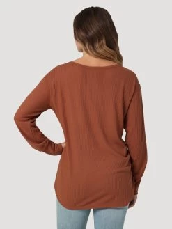 Wrangler Ladies Tan Scoop Neck Shirt -Comprehensive Shop P2737705 2 88672.1686773530