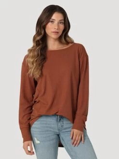 Wrangler Ladies Tan Scoop Neck Shirt