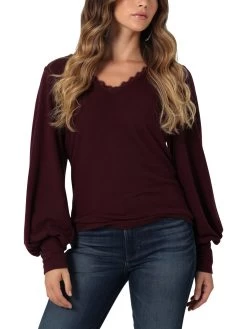 Wrangler Ladies Long Sleeve Purple Ballon Sleeve Top