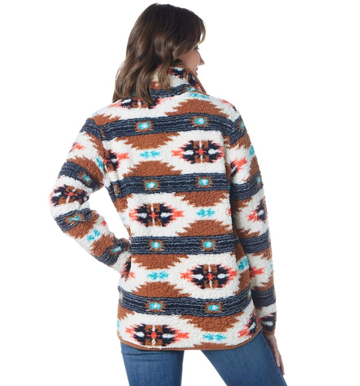 Wrangler Ladies Orange Sherpa Pullover 2 Wrangler Ladies Orange Sherpa Pullover - Image 2