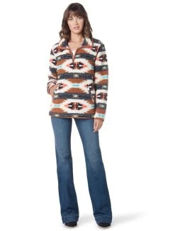 Wrangler Ladies Orange Sherpa Pullover