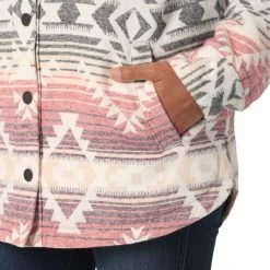Wrangler Ladies Dusk Rose Southwestern Print Shacket -Comprehensive Shop P2738230 3 18647.1692032372