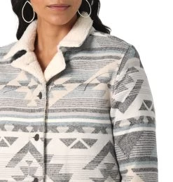 Wrangler Ladies Smoky Grey Sherpa Lined Southwestern Barn Jacket -Comprehensive Shop P2738255 2 96444.1692034173