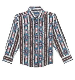 Wrangler Boys Checotah Long Sleeve Western Snap Shirt Adobe Blac