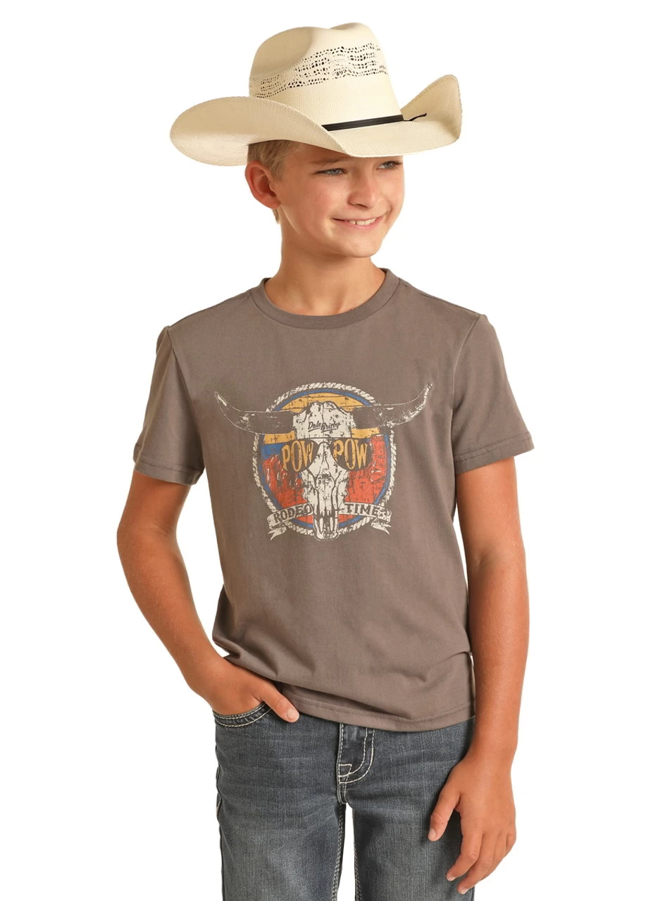 Rock & Roll Denim Boys Dale Brisby POW POW Steer With Sunglasses Graphic Short Sleeve T-Shirt 1 Rock & Roll Denim Boys Dale Brisby POW POW Steer With Sunglasses Graphic Short Sleeve T-Shirt