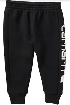 Carhartt Boys Black Elastic Waistband Logo Fleece Sweatpants
