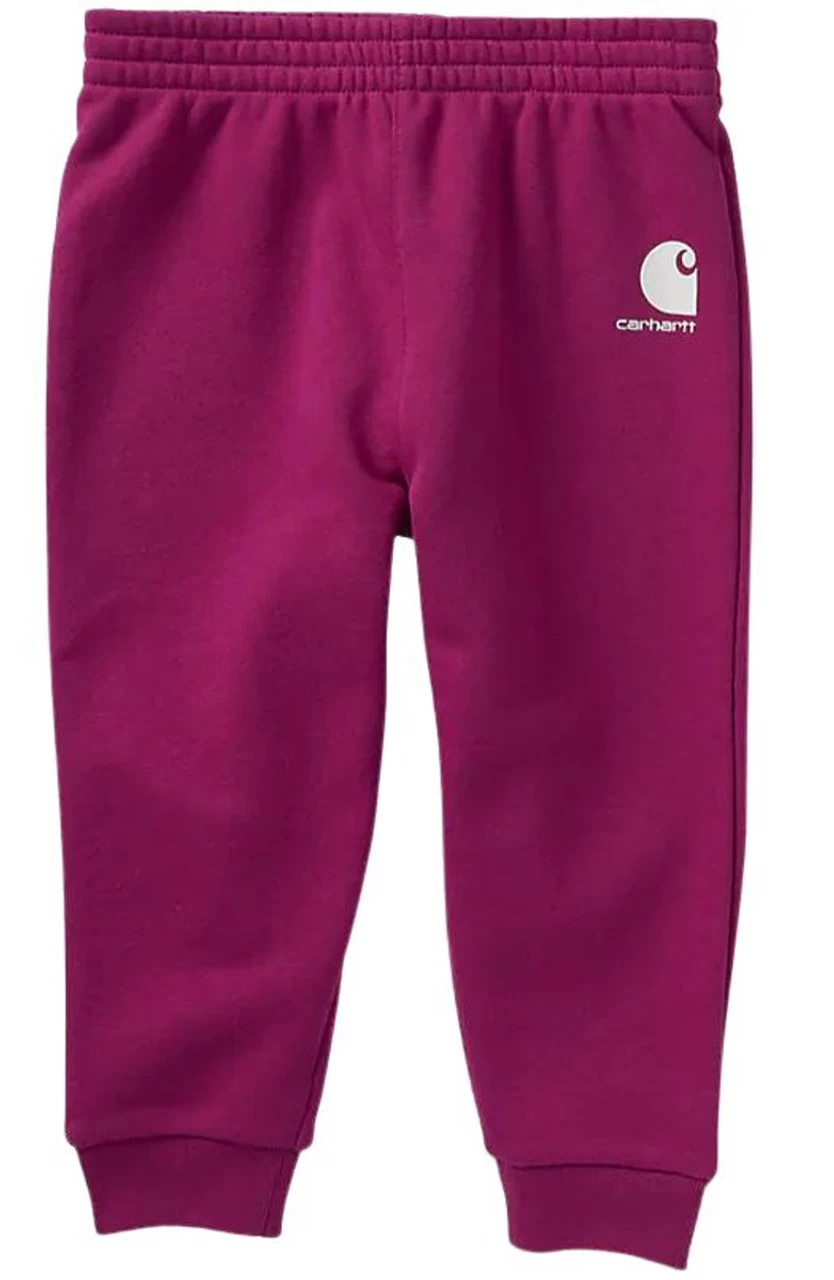Carhartt Girls Dark Pink Elastic Waist Fleece Logo Sweatpants 1 Carhartt Girls Dark Pink Elastic Waist Fleece Logo Sweatpants
