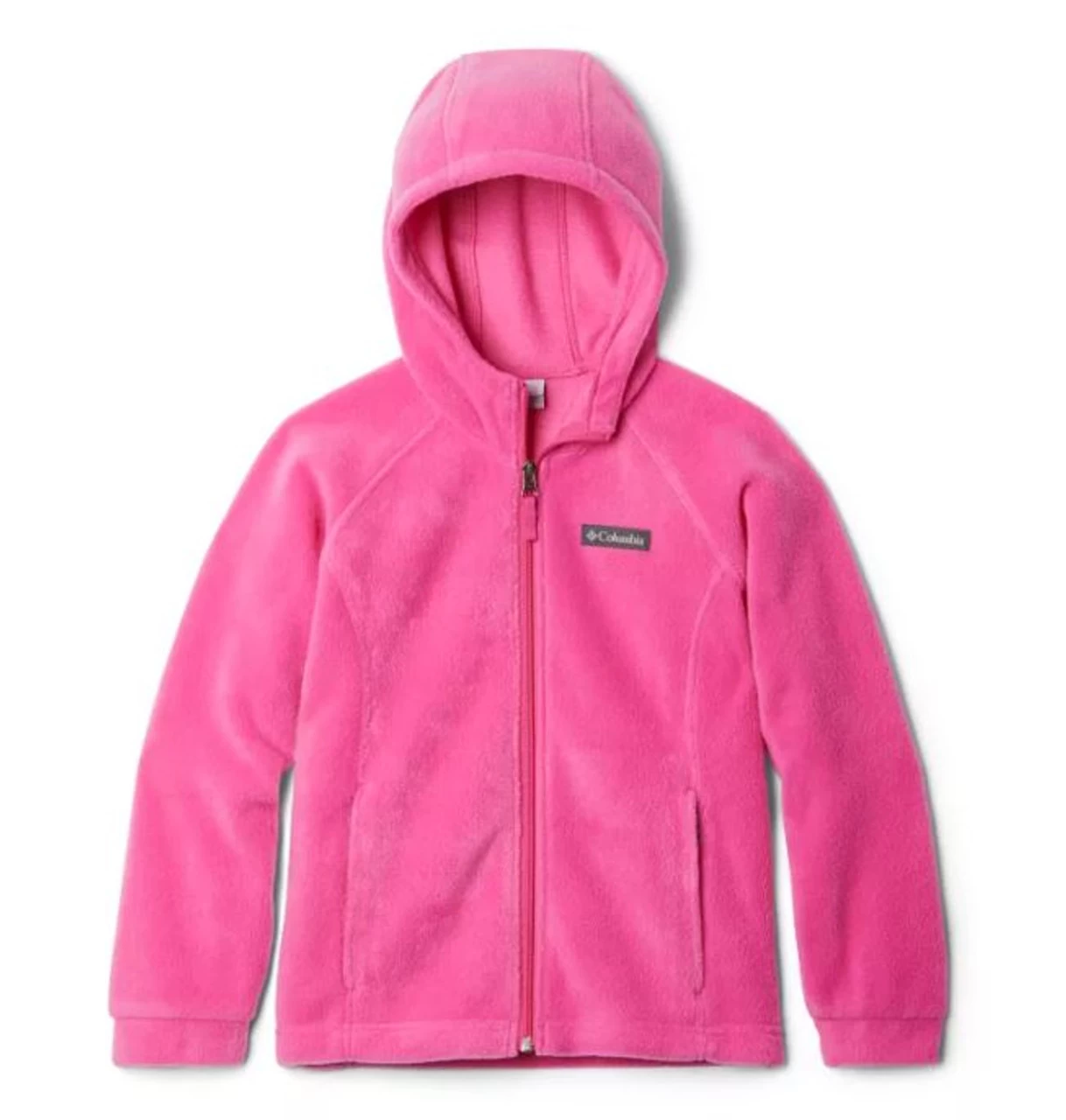 Columbia Girls Benton Springs II Hooded Fleece Jacket- Pink Ice 1 Columbia Girls Benton Springs II Hooded Fleece Jacket- Pink Ice