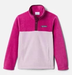 Columbia Girls Steens Mountain Quarter Zip Fleece Pullover- Aura/Wild Fuchsia