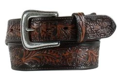 Nocona Men's Brown Embossed Floral Belt