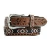 Ariat Men's 3D Brown Belt With A Triangular Beaded Pattern