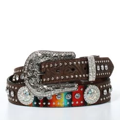 Nocona Ladies Brown Belt With Embossed Floral Design