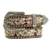 Angel Ranch Ladies Brown Belt With Floral Laced Stitched Pattern