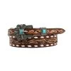 Angel Ranch Brown Ladies Belt With Tooled Floral Design