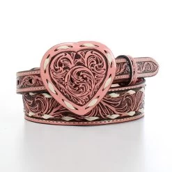 Angel Ranch Pink Girls Belt With A Heart Shaped Buckle