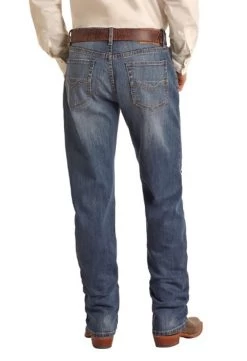 Rock & Roll Denim Men's Vintage'46 Double Barrel Relaxed Fit Stretch Medium Wash Stackable Bootcut Jeans