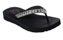 Skechers Ladies Meditation Clear Waters In Black With Rinestones
