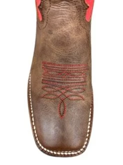 Nocona Women's Luisa Square Toe Western Boot - Brown/Pink -Comprehensive Shop P2763520 3 91039.1679434983