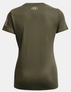 Under Armour Ladies Marine Green Freedom Tech Short Sleeve V-Neck -Comprehensive Shop P2768305 2 31643.1671551161