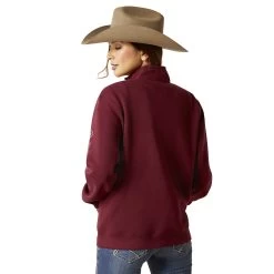 Ariat Womens Tawny Port Logo 1/2 Zip Sweatshirt -Comprehensive Shop P2769250 4 86062.1692304471