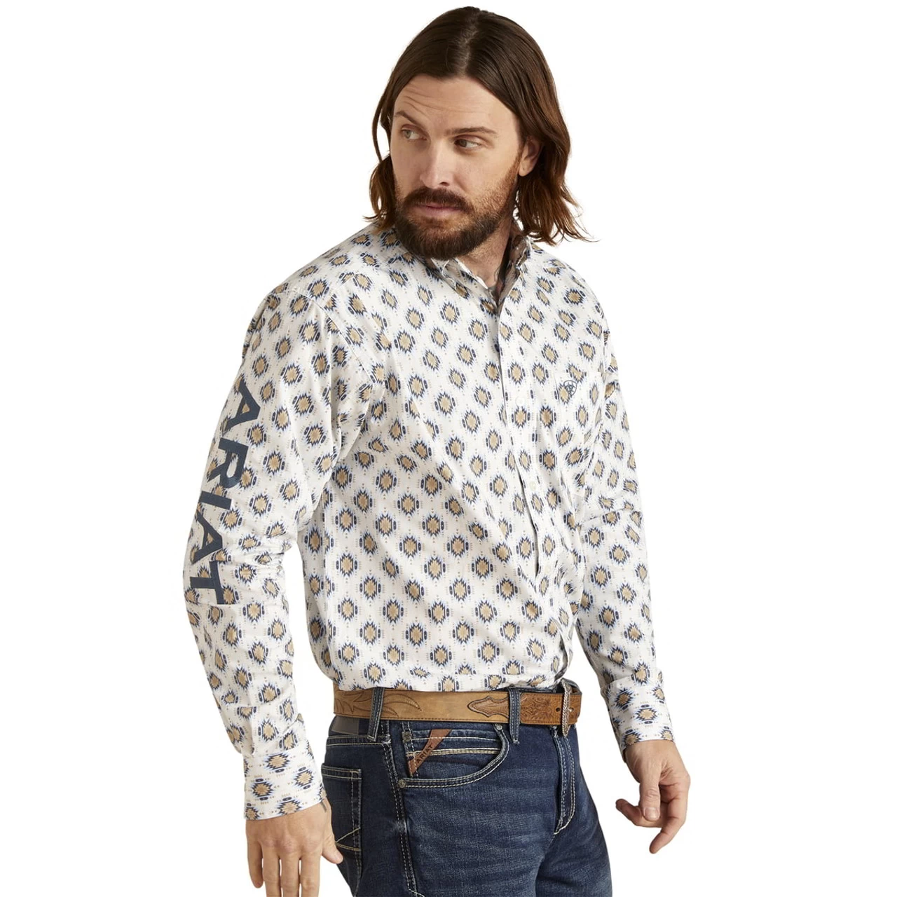 Ariat Mens White Team Warner Classic Long Sleeve Shirt 1 Ariat Mens White Team Warner Classic Long Sleeve Shirt