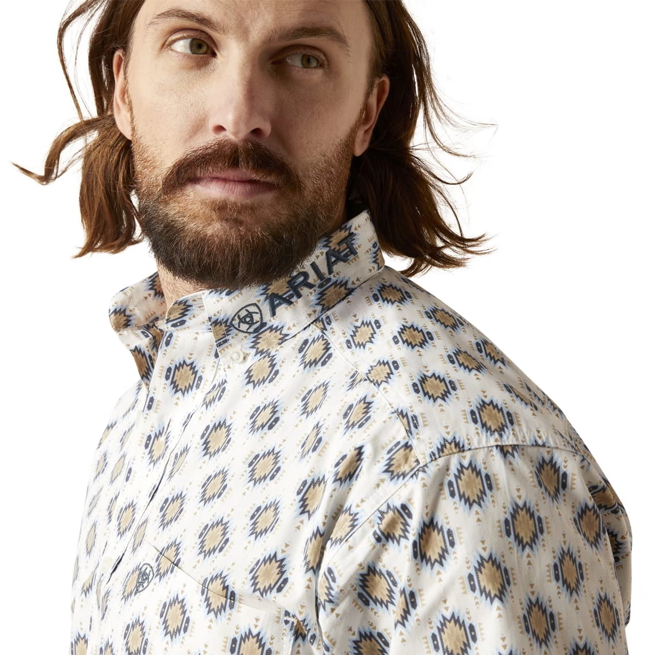 Ariat Mens White Team Warner Classic Long Sleeve Shirt 2 Ariat Mens White Team Warner Classic Long Sleeve Shirt - Image 2