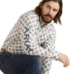 Ariat Mens White Team Warner Classic Long Sleeve Shirt 6 Ariat Mens White Team Warner Classic Long Sleeve Shirt -Comprehensive Shop P2769650 3 39941.1692304506