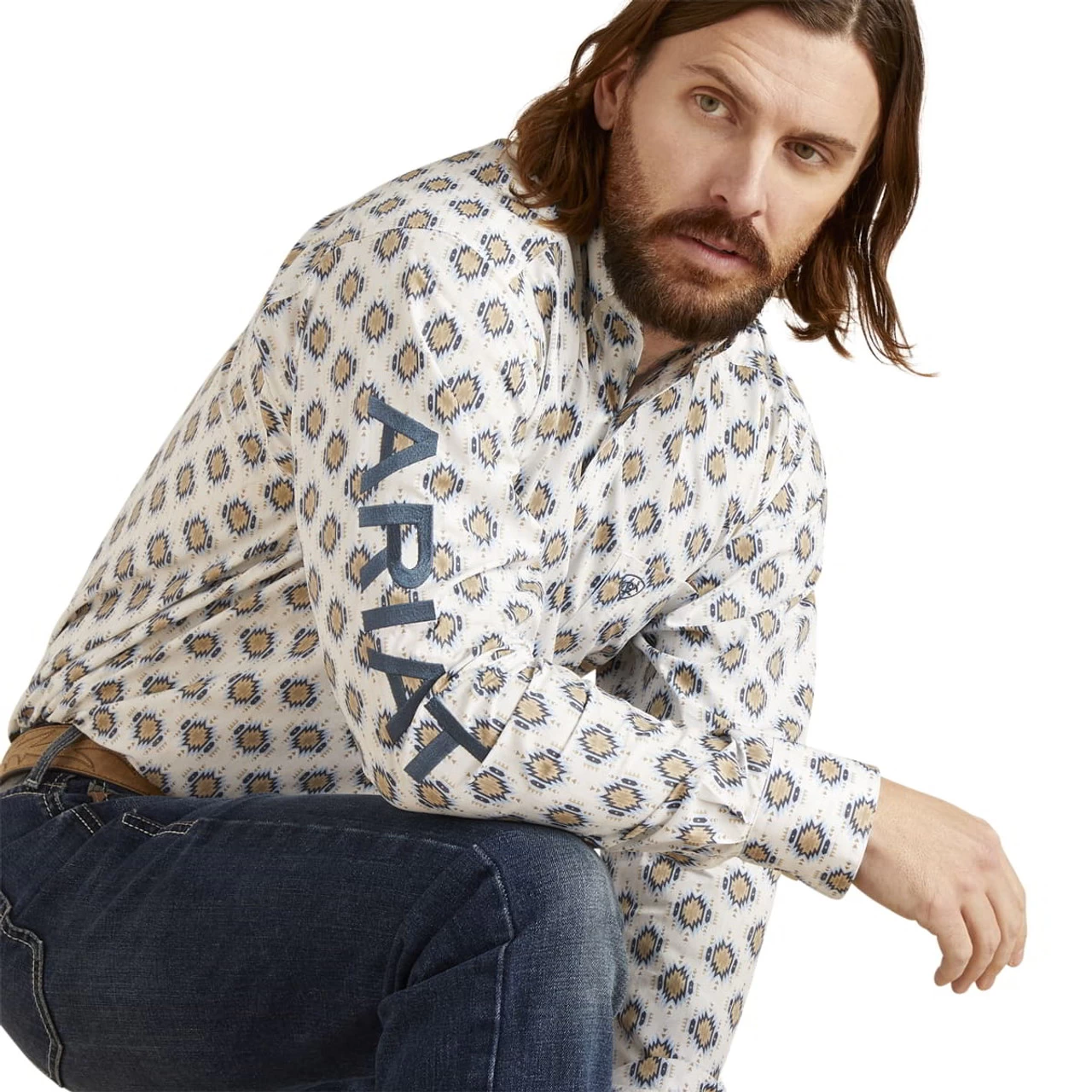 Ariat Mens White Team Warner Classic Long Sleeve Shirt 3 Ariat Mens White Team Warner Classic Long Sleeve Shirt - Image 3