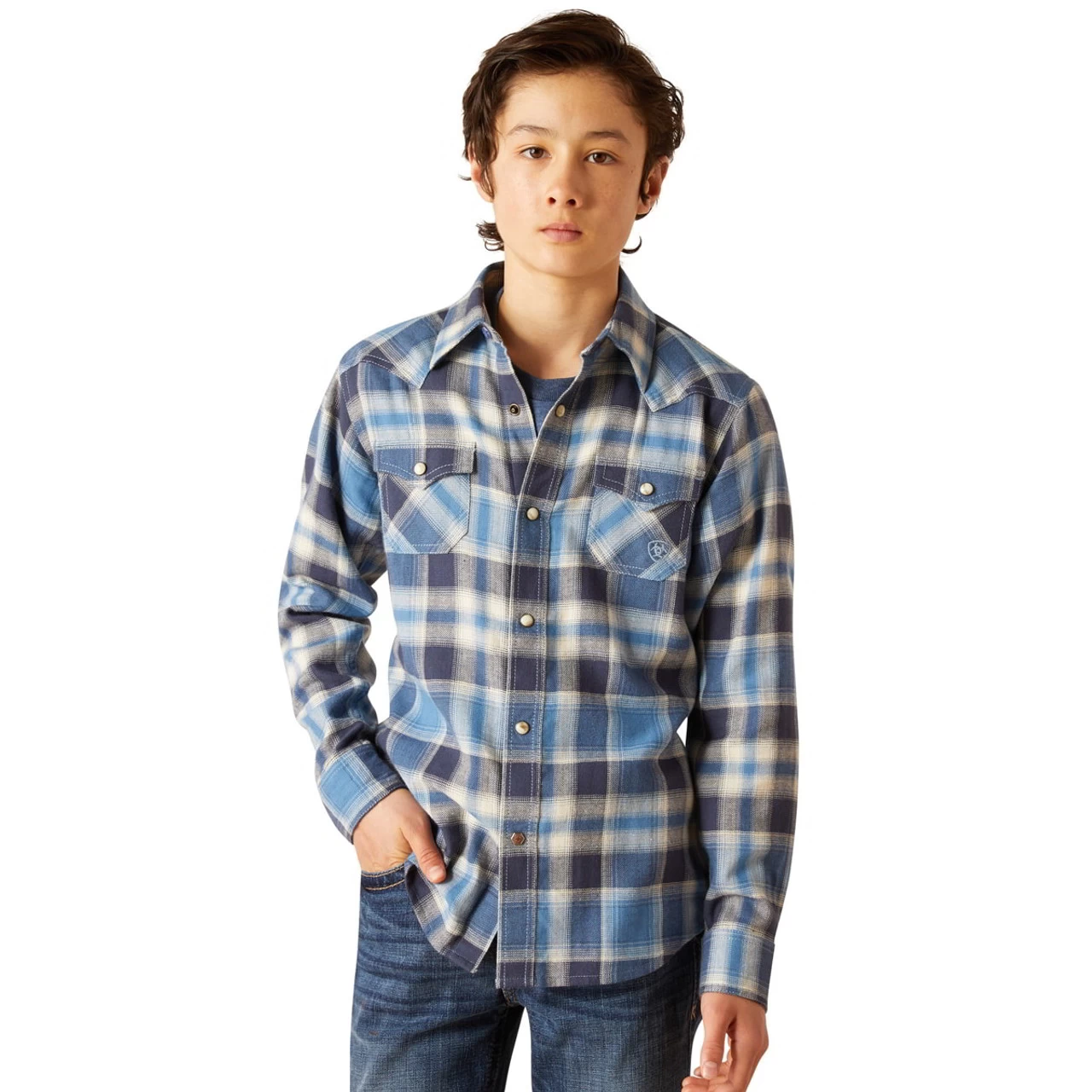 Ariat Boys Charcoal Grey Retro Hoyt Long Sleeve Shirt 1 Ariat Boys Charcoal Grey Retro Hoyt Long Sleeve Shirt