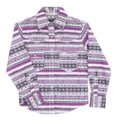 Cowgirl Hardware Girls Purple And Slate Aztec Print Long Sleeve Top