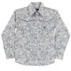 Cowboy Hardware Boys Long Sleeve White Paisley Print Shirt