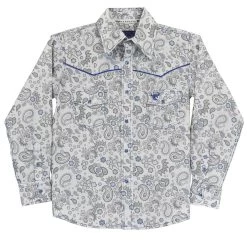 Cowboy Hardware Boys Long Sleeve White Paisley Print Shirt