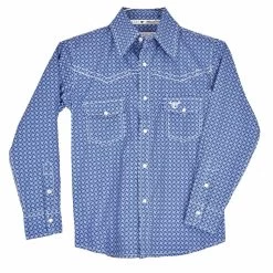 Cowboy Hardware Boys Long Sleeve Top With Blue Adobe Print