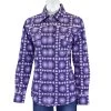 Cowgirl Hardware Ladies Purple Diamond Print Long Sleeve Western Shirt