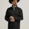 Wrangler Mens George Strait Long Sleeve Quarter-Zip Black Pullover