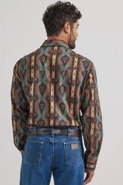 Wrangler Mens Checotah Brown Multi Long Sleeve Shirt