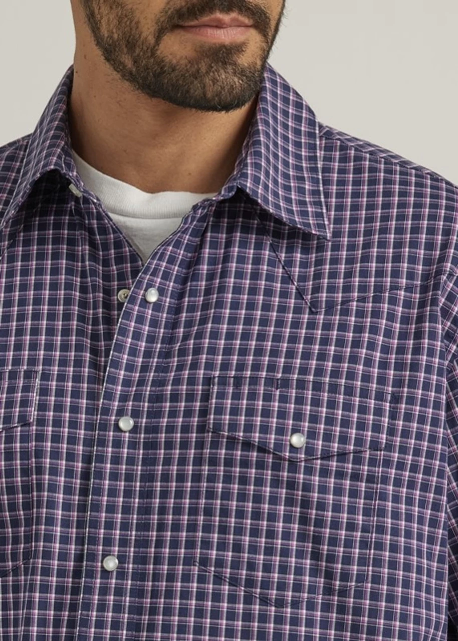 Wrangler Mens Retro Long Sleeve Blue Plaid Shirt 1 Wrangler Mens Retro Long Sleeve Blue Plaid Shirt