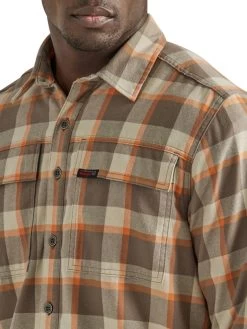 Wrangler Mens ATG Tan/Orange Lined Long Sleeve Shirt -Comprehensive Shop P2783625 2 11724.1686773419