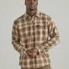 Wrangler Mens ATG Tan/Orange Lined Long Sleeve Shirt