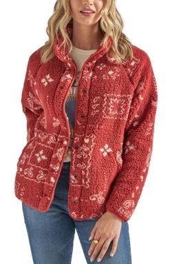 Wrangler Ladies Burnt Henna Sherpa Jacket