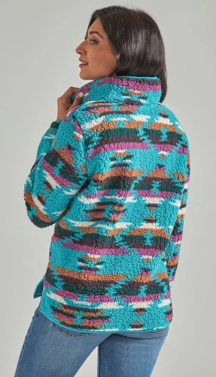 Wrangler Ladies Dark Teal Sherpa Pullover 3 Wrangler Ladies Dark Teal Sherpa Pullover - Image 3