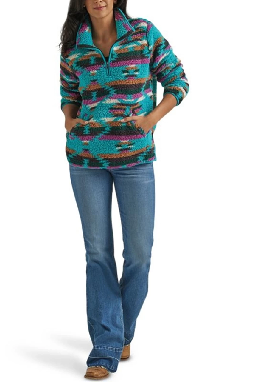 Wrangler Ladies Dark Teal Sherpa Pullover 1 Wrangler Ladies Dark Teal Sherpa Pullover